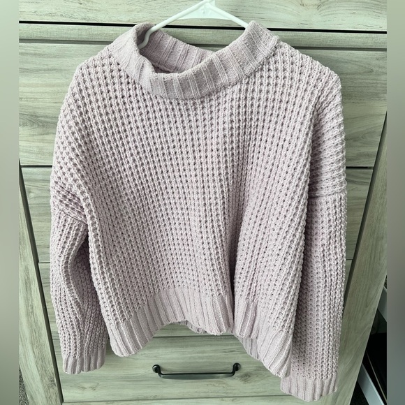 Vestique oversized waffle knit sweater open knit mock neck chunky fall chenille - Picture 2 of 3